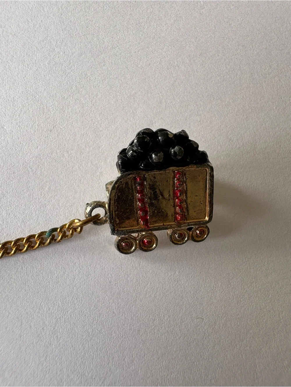 Vintage Gold Tone Steam Locomotive Train Wagon Collectible Brooch Lapel‎ Pin